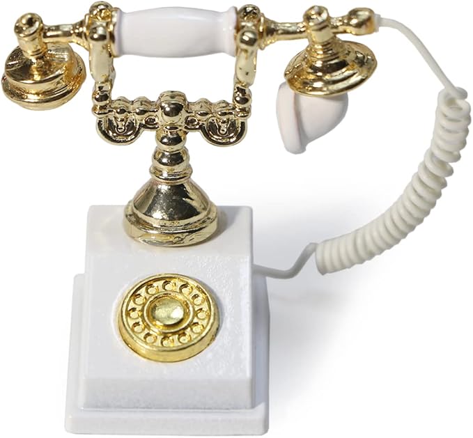 Dollhouse Telephone 1:12 Miniature Vintage Rotary Phone Model Desk Decoration by Cuteminifulfillsallyourfantasiesabouttheminihomeinyourdreams