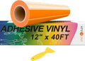 HTVRONT Orange Permanent Vinyl, Glossy Adhesive Vinyl Roll | by HTVRONT