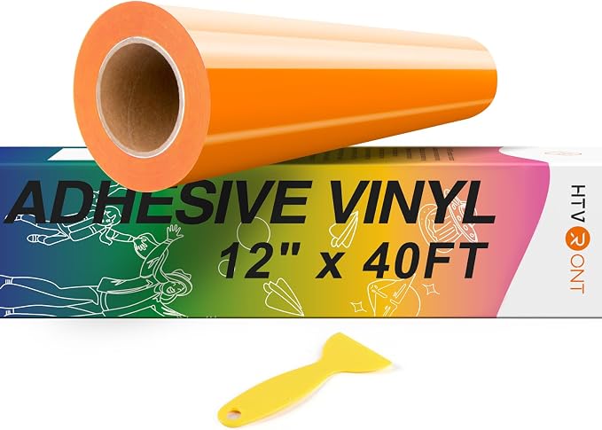 HTVRONT Orange Permanent Vinyl, Glossy Adhesive Vinyl Roll | by HTVRONT