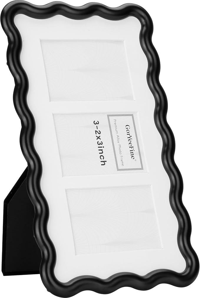3-2x3‘’ Black Heavy-Duty Zinc Alloy Picture Frames, Unique Wave Design Black - Image 8