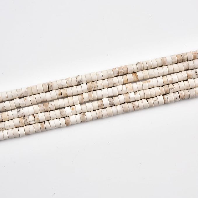 152pcs 4x2mm Natural White Turquoise Heishi Disc Rondelle Spacer Stone Semi - Image 2