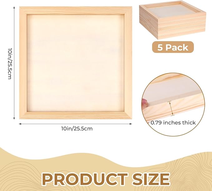 FSWCCK 5 Pack 10 x 10 inch Wood Panel Boards, Unfinished Wood Canvas Panels - Image 2