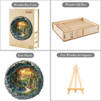 Wooden Jigsaw Puzzles for Adults 200 Pieces, Round 3D Effect Cave Forest Nature - Image 5