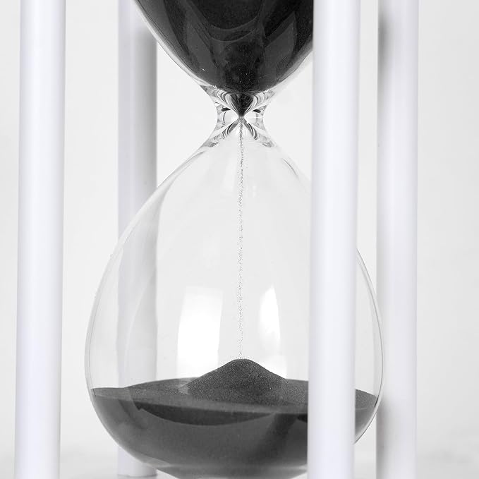 BELLAWARE Hourglass Timer with Black Sand, 60 Minute White Wood Sand Timer | - Image 4