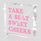 Take a Seat Sweet Cheeks Pink Acrylic Wall Decal, 4x4 Inch Fun Bathroom Decor by MUZRUYOU