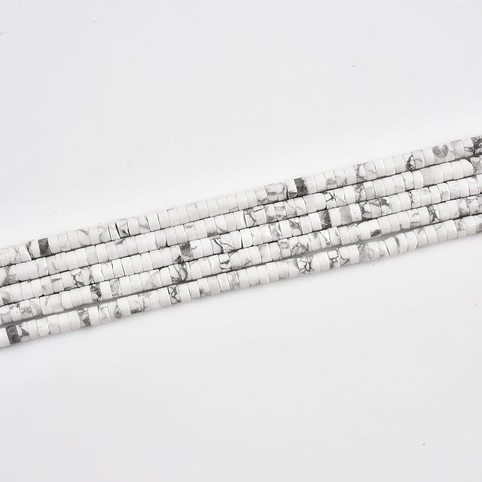 165pcs 4x2mm Natural White Howlite Heishi Disc Rondelle Spacer Stone Semi - Image 2