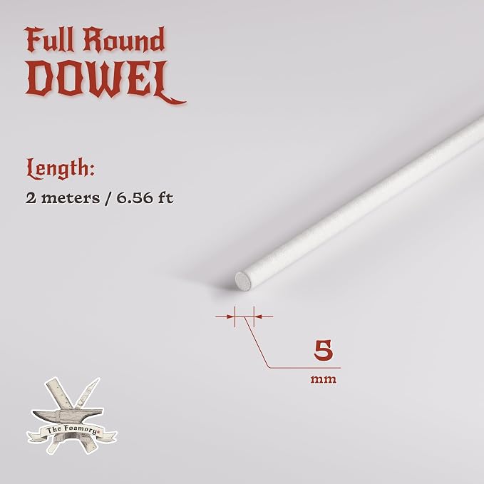 The Foamory's No Waste Full Round EVA Foam Dowel. 5mm x 2M Length. High-Density - Image 2