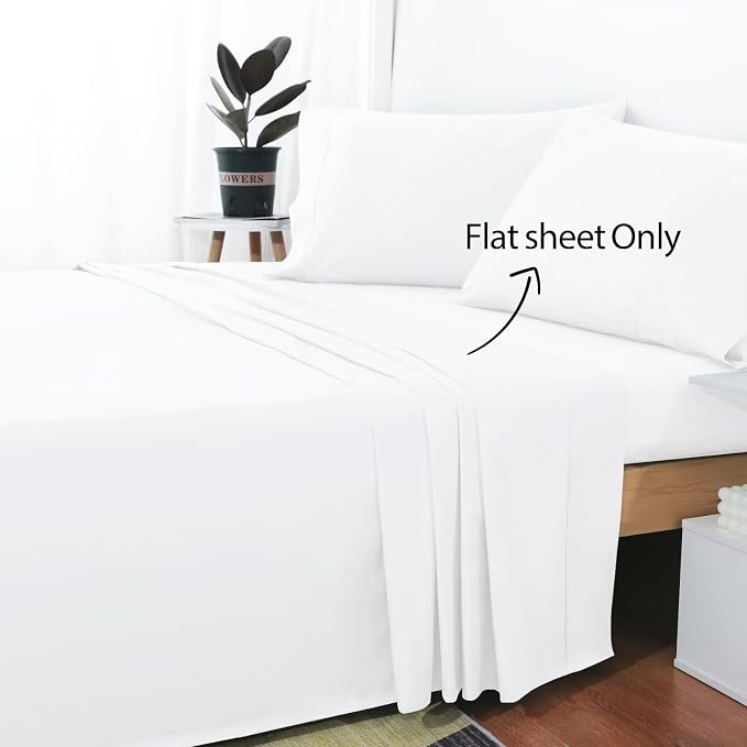 2-Pack Cotton Twin Flat Sheet Only, 600 Thread Count 100% Egyptian Cotton Top - Image 2