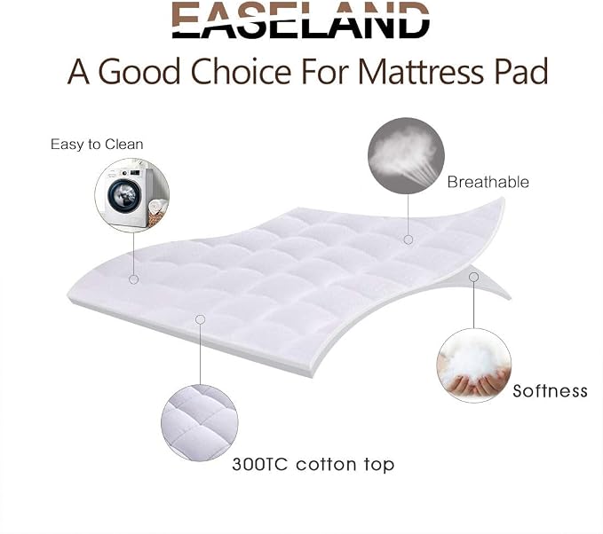 EASELAND RV King Mattress Pad Pillow Top Mattress Cover Quilted Fitted Mattress - Image 2