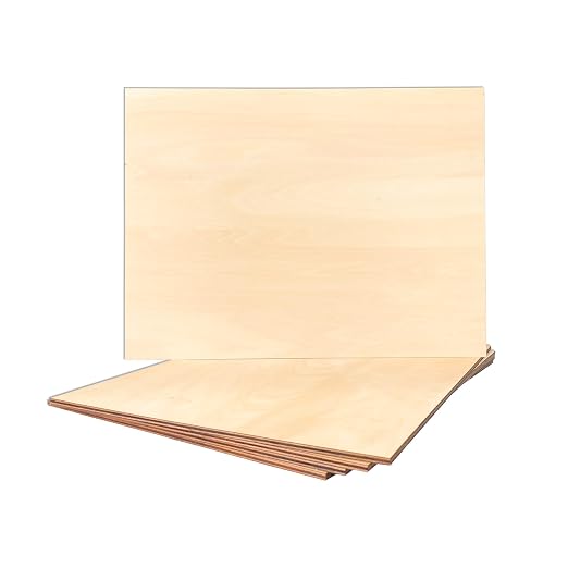 5 Pack Unfinished Basswood Sheet 12x16x3/16 Inch Thick Plywood Board Wooden by Cregugua
