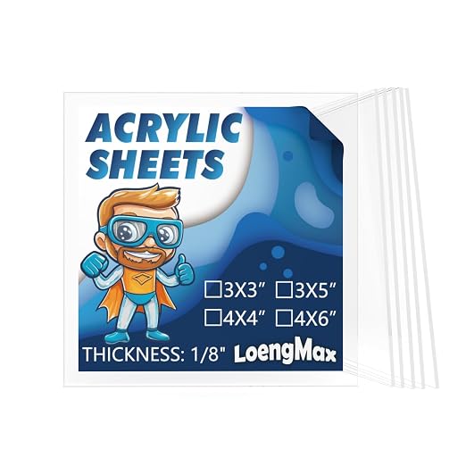 1/8" Thick Clear Acrylic Sheet 3" x 3" by LoengMax