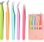 5pcs Eyelash Extension Tweezers High Precision，Straight and Curved Volume Lash by Unknown