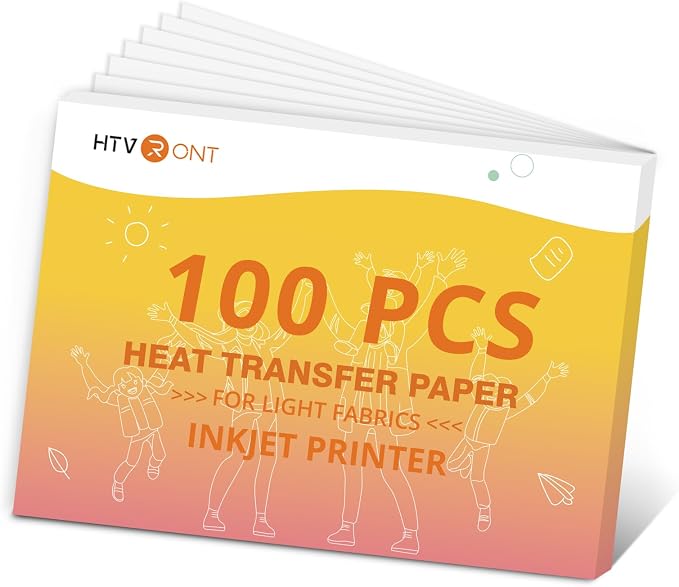 HTVRONT Heat Transfer Paper for Light T Shirts -100 Sheets 8.5x11" Iron on by HTVRONT