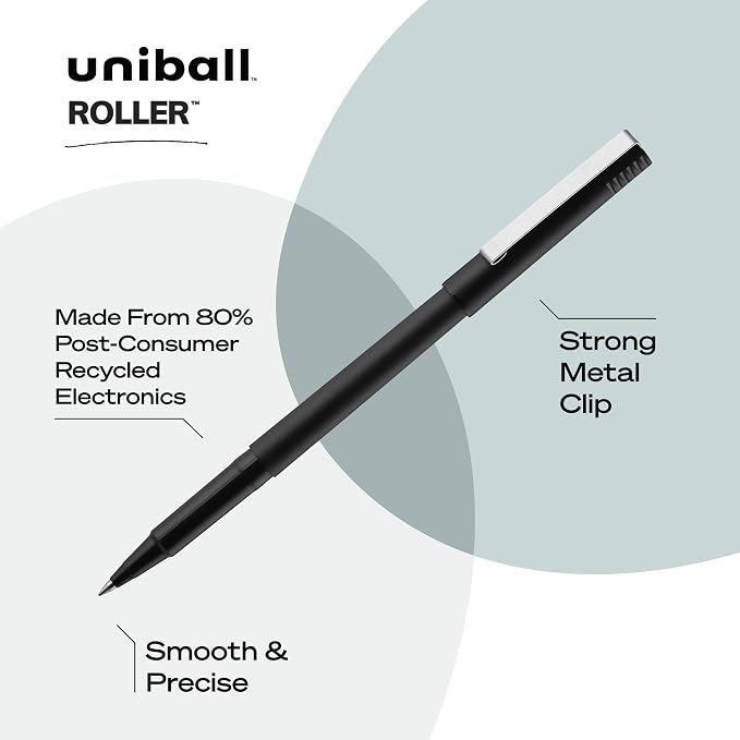 uniball Roller Rollerball Pens, Micro Point, 12 Pack - Image 5