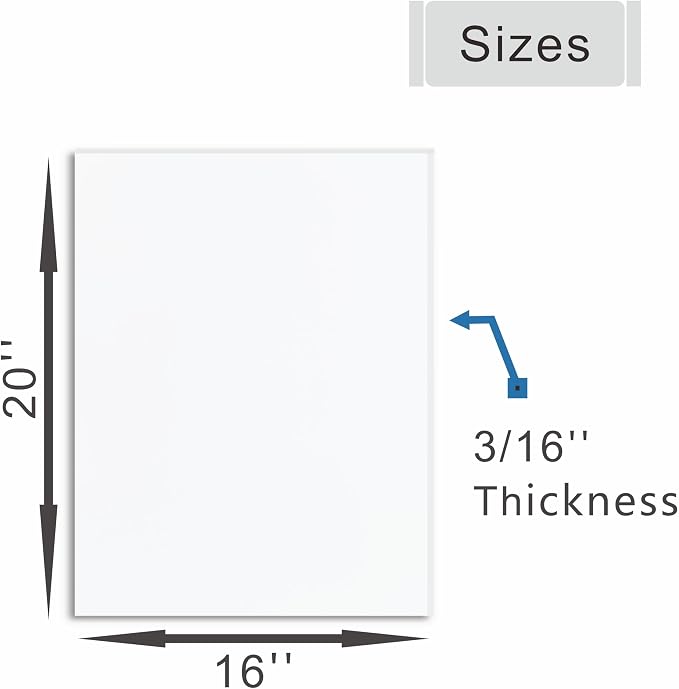 Foam Board 16 x 20 in, ZXUNLIEH 12 Pack White Poster Board, 3/16 in Thick | - Image 2