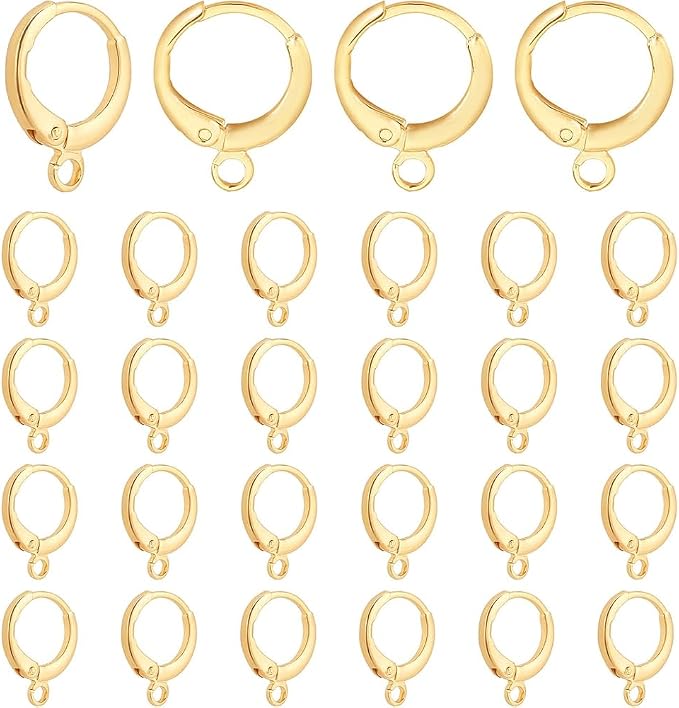 PH PandaHall 30pcs 18K Gold Plated Earring Hooks Huggie Hoop Earring Findings by PHPandaHall