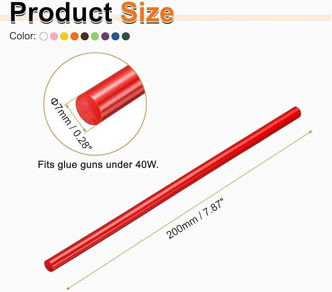 HARFINGTON 10pcs Hot Glue Sticks 0.28" Dia x 7.87" Long EVA Mini Hot Melt - Image 2