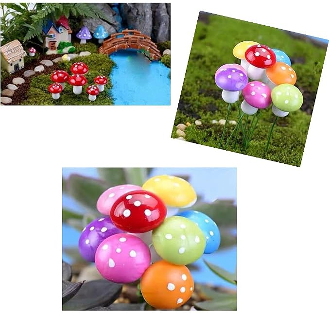 Aliotech 50 Pieces Mini Mushroom Miniatures Artificial Garden Fairy Bonsai - Image 8