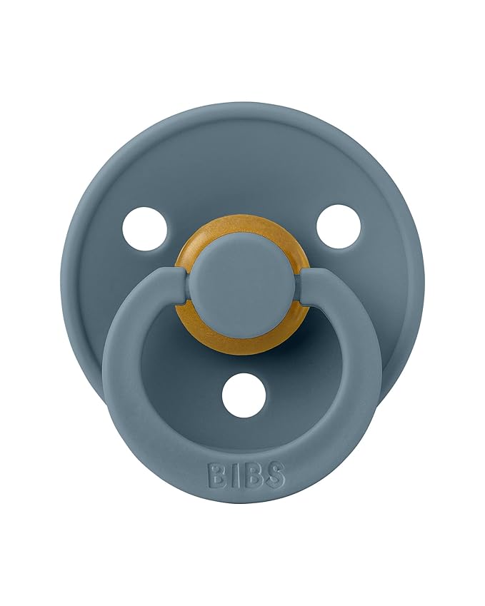 BIBS Pacifiers Colour Collection | Natural Rubber Baby Pacifier | Set of 2 BPA-Free Soothers | Made in Denmark | 0+ Months (Pack of 2) | Ivory/Petrol