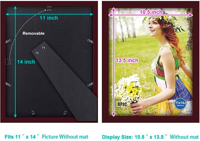 RPJC 11x14 inch Picture Frames Made of Solid Wood and High Definition Glass - Image 4