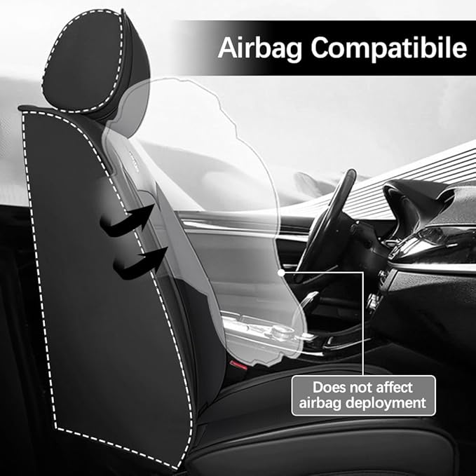 Leather Seat Cover for Ford Edge 2010-2026,Waterproof Soft Seat Covers,Interior Accessories Seat Covers Cushion Vehicle Protector Airbag Compatible(Classic Black,2PCS Front)