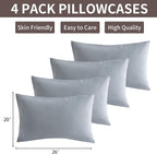 MINIPANDA Light Grey Pillowcases Set of 4 Standard Size- Gray Pillow Cases - Image 3
