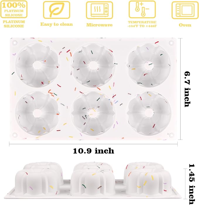 HUAKENER 2 Pcs Mini Fluted Cake Pan, 6-Cavity Fluted Tube Cake Pan, Non-stick - Image 2