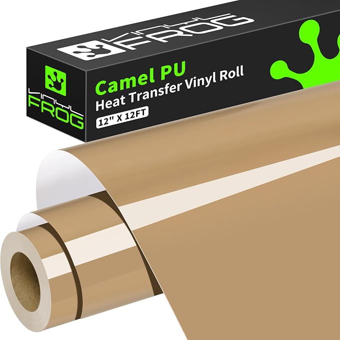 VINYL FROG Camel Heat Transfer Vinyl Roll 12" x12ft Matte HTV Vinyl | Tan Iron by VINYLFROG