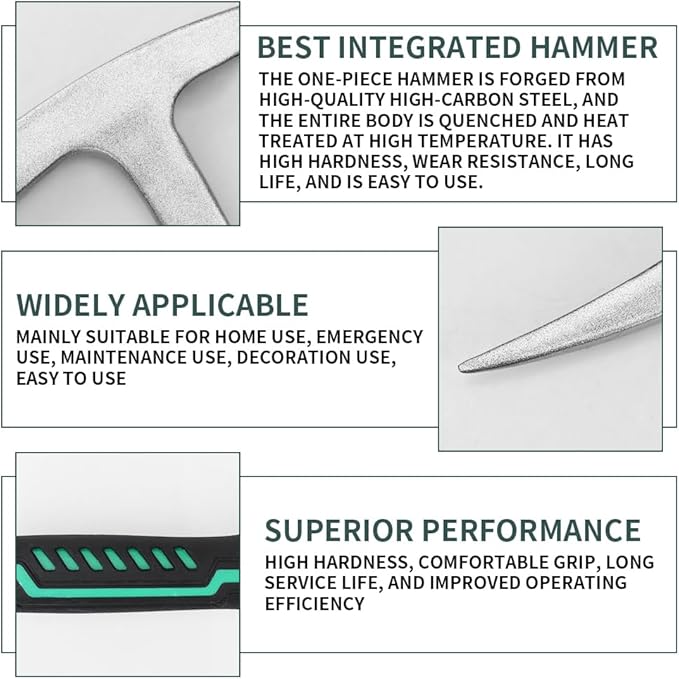 15 PCS Geology Rock Pick Hammer Kit, 22oz Hammer & Digging Chisels - Image 3