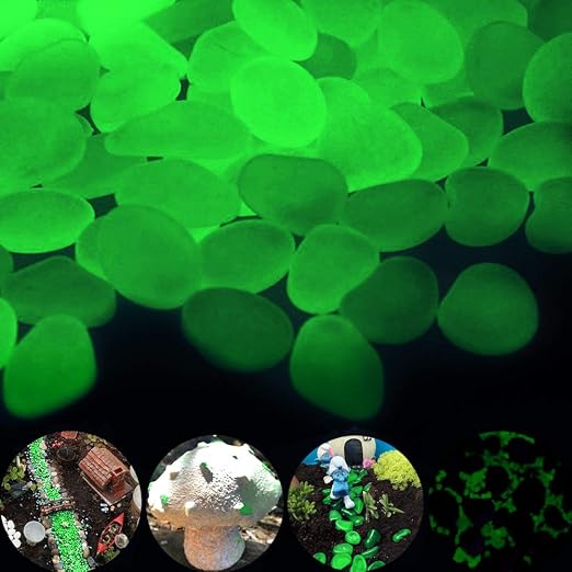 Glow Pebbles Green, Garden Lawn Yard, Fish Tank, Luminous Pebbles Powered by by GLOCARNIVAL