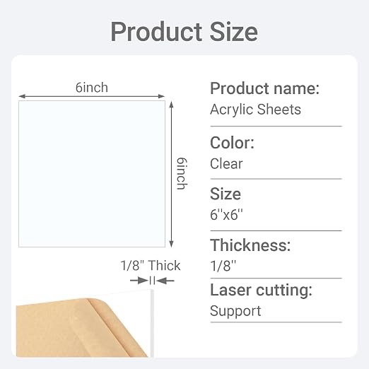 1/8" Thick Clear Acrylic Sheet 6" x 6" - Image 2