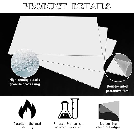 Roowest 4 Pcs 12 x 16 Inch, 1/8 Inch Thick White Acrylic Sheets Plastic White - Image 7