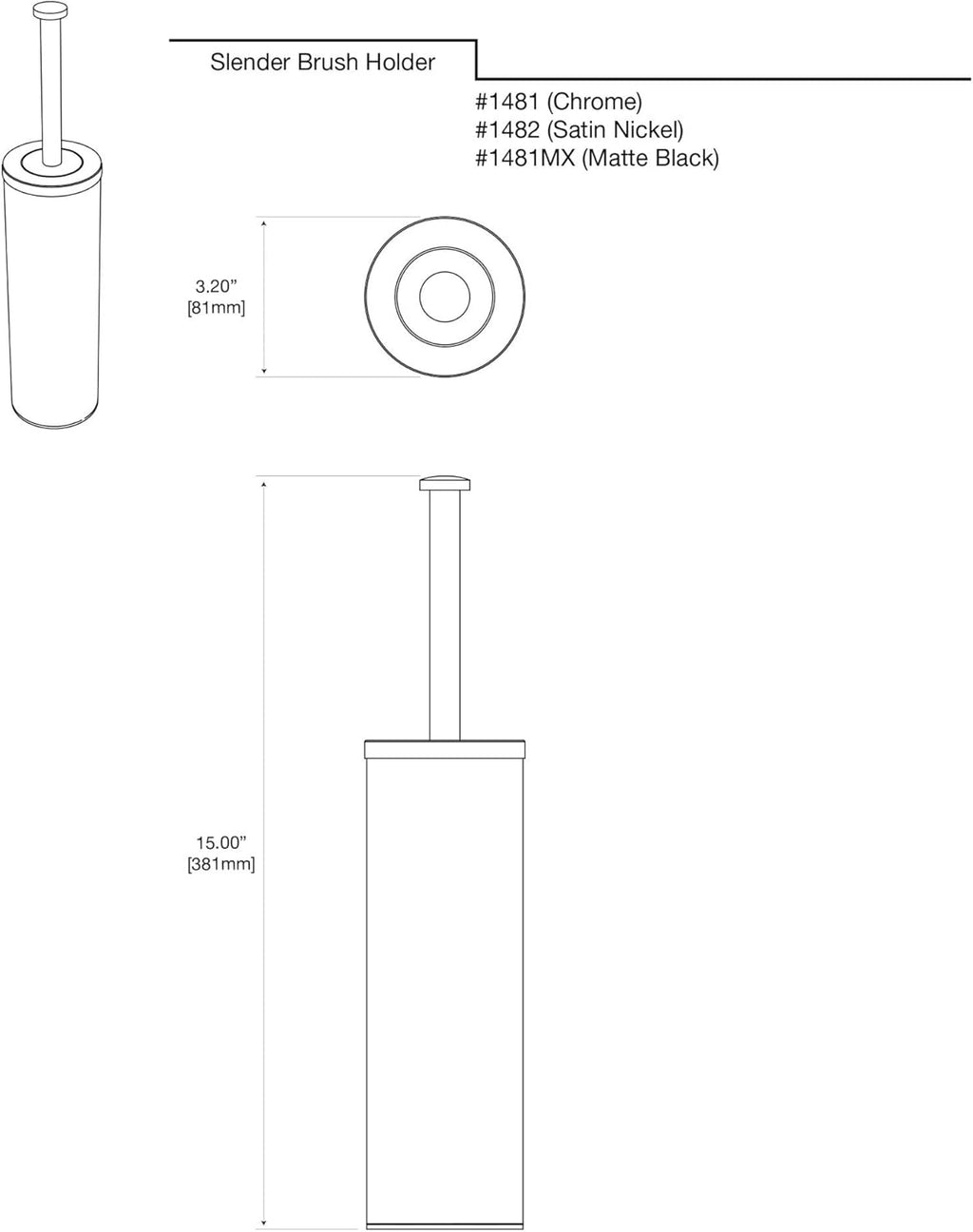 Gatco 1482 Latitude II Slender Toilet Brush Holder, Satin Nickel