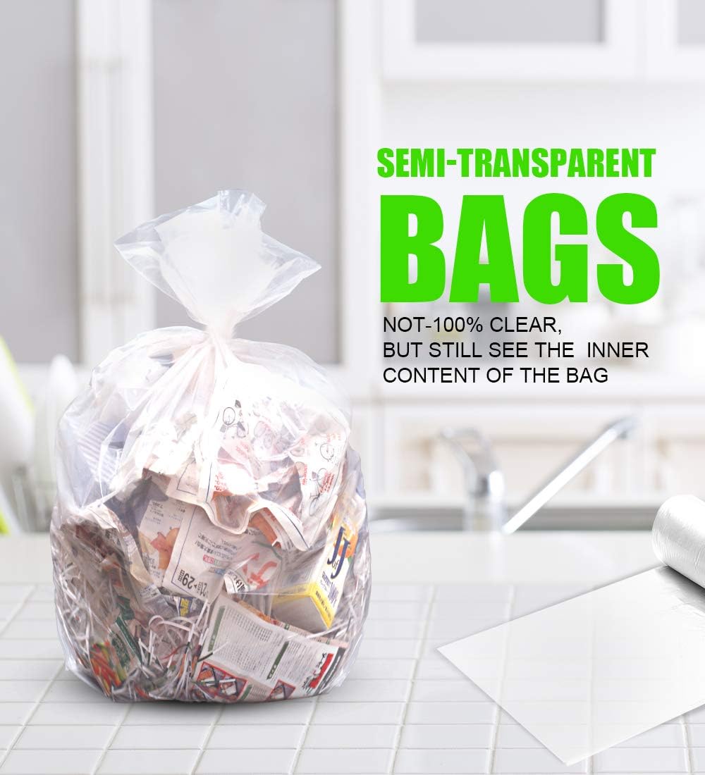FORID 1.2 Gallon Garbage Bags, 220 Count, Small, Clear –Wastebasket Bin Liners for Bathroom, Bedroom, Office, Garbage Can - Durable & Thick Trash Bag