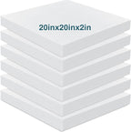 Frienda 6 Pack 2" X 20" X 20" Upholstery High Density Foam Cushion White by Frienda