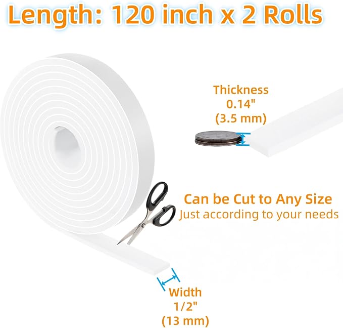 Furnigear Felt Strips with Adhesive Backing Heavy Duty Cuttable Felt Tape Roll - Image 2
