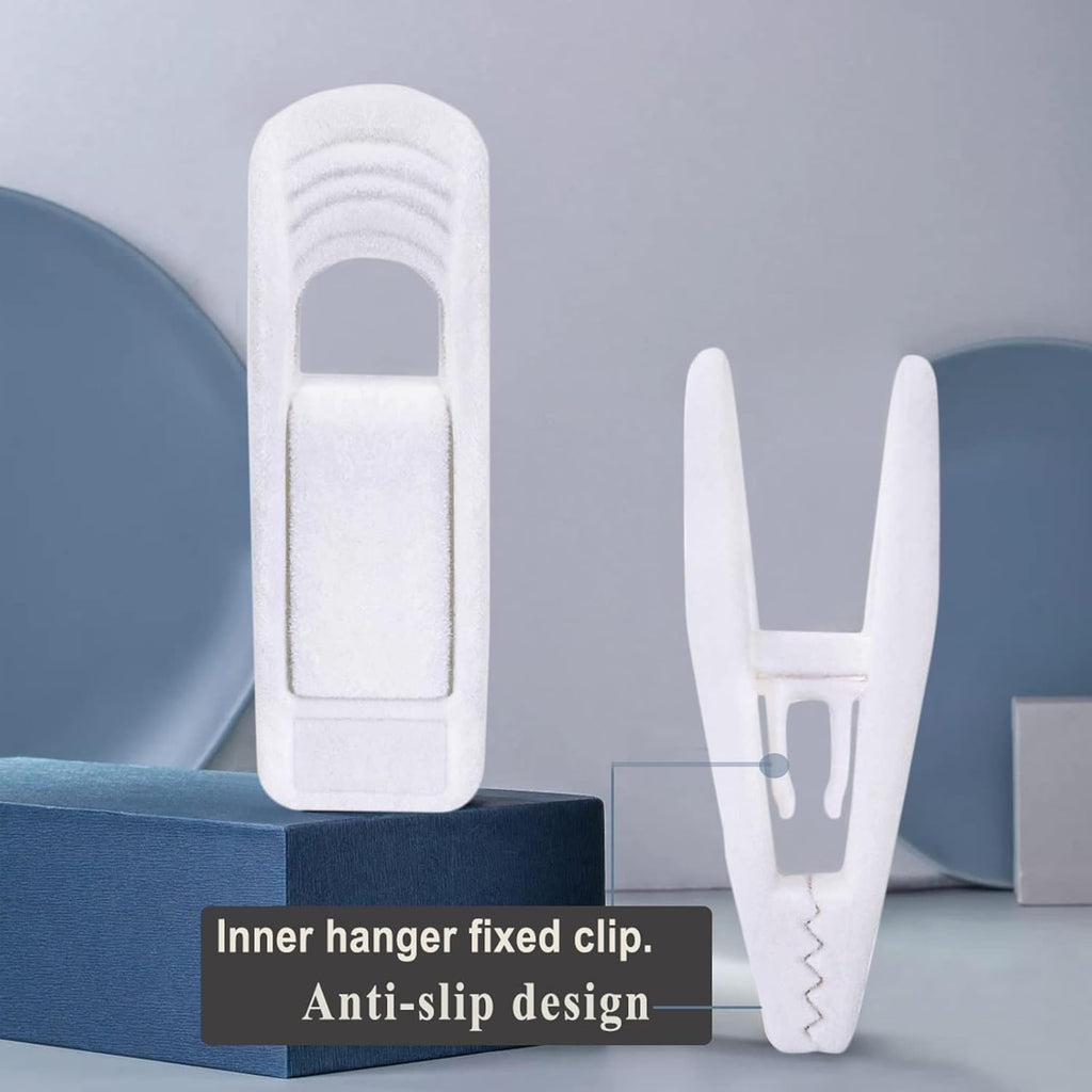 White Velvet Hangers Clips 40 PCS, Pants Hangers Velvet Clips Easily Add to Velvet Hanger, Skirt Suit Pants Clothes Velvet Hangers, Baby Kids Hangers Clips