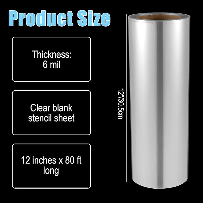 12 Inches x 80 ft 6 Mil Rolls Blank Stencil Sheets Acetate Sheets Clear - Image 2