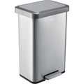 Global Industrial 12 Gallon Stainless Steel Trash Can, Rectangular Step-On