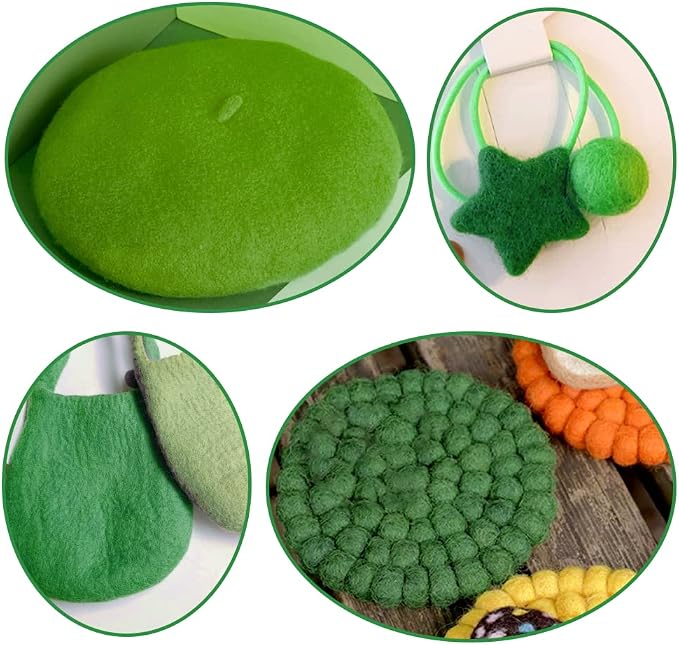 QMNNMA Wool Roving Bulk, 8.82oz Needle Felting Wool-Grass Green | Wool Roving - Image 6