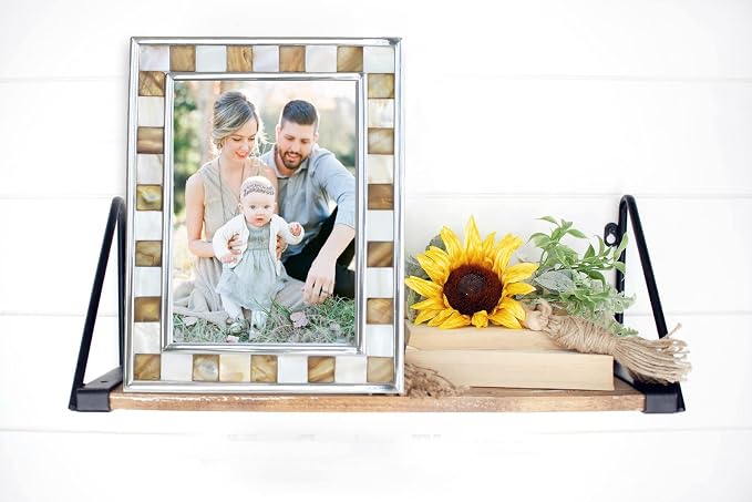 Mother of Pearl Brown Picture Frame, Baby Glass Photo Frame - Image 3
