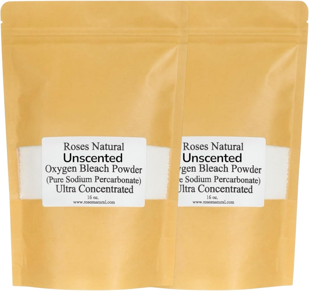 Pure Oxygen Bleach Powder, 32 oz. Ultra Concentrated Bleach Alternative, Pure Sodium Percarbonate, Chlorine Free, Pure Essential Oil, Color Safe Brightener (Unscented - 32 oz)