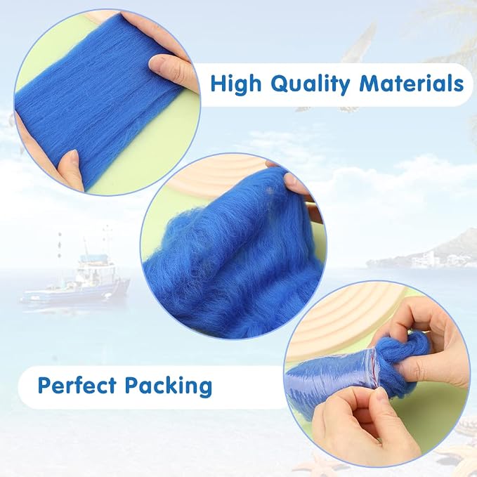Wonvoc Needle Felting Wool 80 g, 8 Colors Nature Wool Roving - Image 4