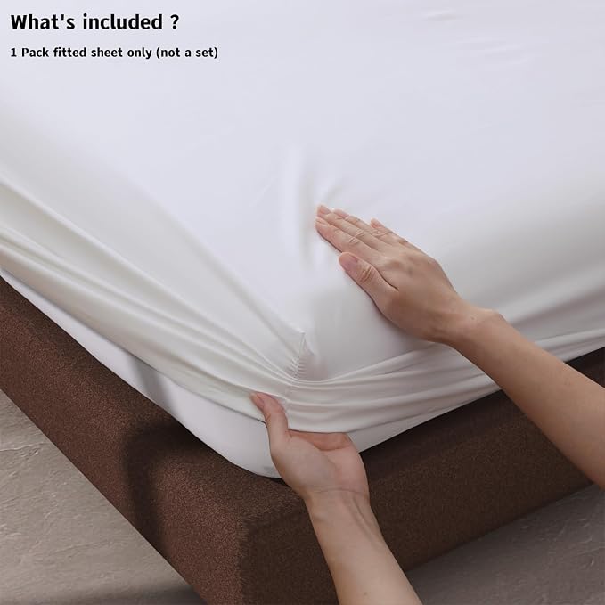 100% Egyptian Cotton Fitted Sheet Twin Size White, 600 Thread Count, 8-16" Deep - Image 4