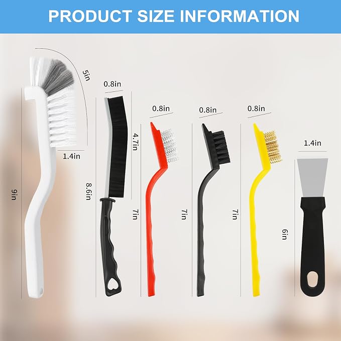 Dfacio 11Pcs Crevice Cleaning Brush Set, Hard Bristle Cleaning Supplies - Image 3