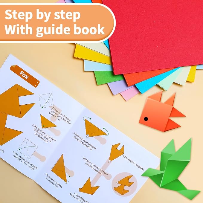 Praisebank Green Origami Paper, Double Sided Color, Origami Kit - Image 3