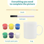 Paint Your Own Mug Kit for Adult Kids Craft Art Activity Plain Blank White - Image 2