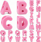 26 Pcs Cute Large Pink Letter Beads, 20mm Jumbo Square Acrylic Letter Beads by DoDoBeads
