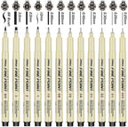 Qionew Precision Black Micro-Pen Fineliner Ink Pens, 12 Pack Waterproof by Qionew