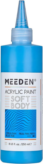 MEEDEN Soft Body Acrylic Paint: Cerulean Blue Hue 250ml/8.45oz Bulk Acrylic by MEEDEN